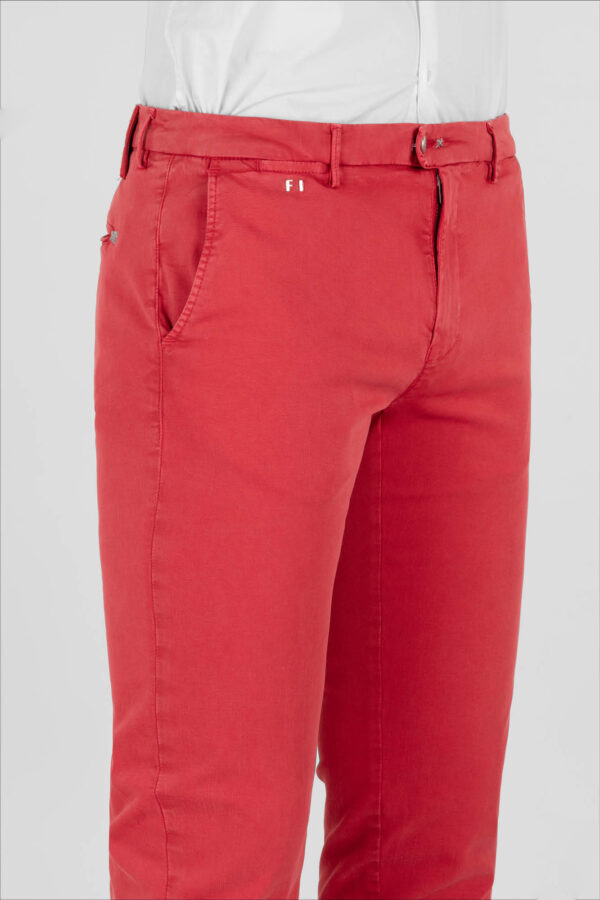 Sartoria Tramarossa PANTALONE LUIS SLIM IN GABARDINA LEGGERA DI COTONE STRETCH ROSSO Lightning offer