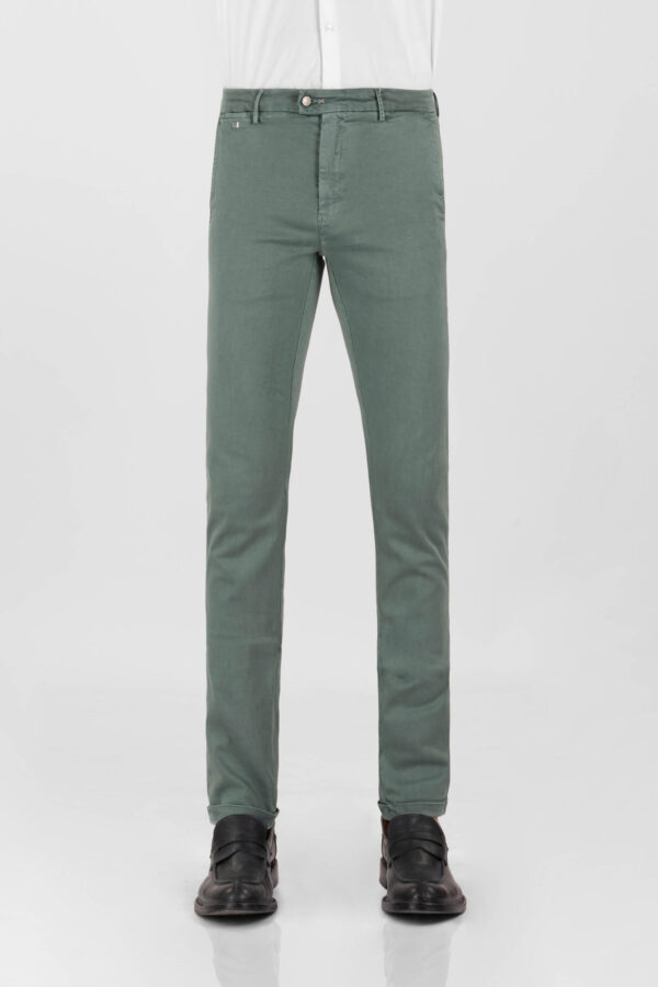 Sartoria Tramarossa PANTALONE LUIS SLIM IN GABARDINA LEGGERA DI COTONE STRETCH VERDE Novità