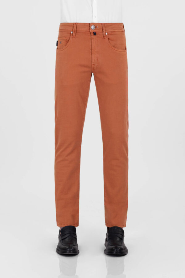 Sartoria Tramarossa PANTALONE MICHELANGELO ZIP SS REGULAR IN GABARDINA DI COTONE STRETCH ARANCIONE Bestseller