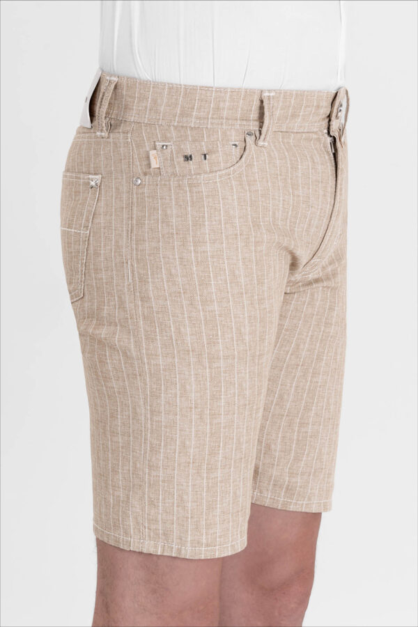 Sartoria Tramarossa PANTALONE ASCANIO CORTO IN DENIM STAMPATO BEIGE Liquidazione
