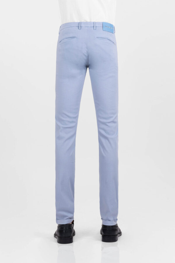 Sartoria Tramarossa PANTALONE LUIS SLIM IN GABARDINA LEGGERA DI COTONE CON STAMPA ESTERNA STRETCH BLU CHIARO Online