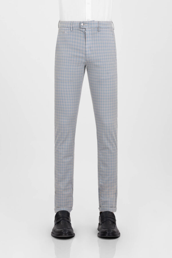 Sartoria Tramarossa PANTALONE LUIS SLIM IN GABARDINA LEGGERA DI COTONE CON STAMPA ESTERNA STRETCH GRIGIO In Vendita