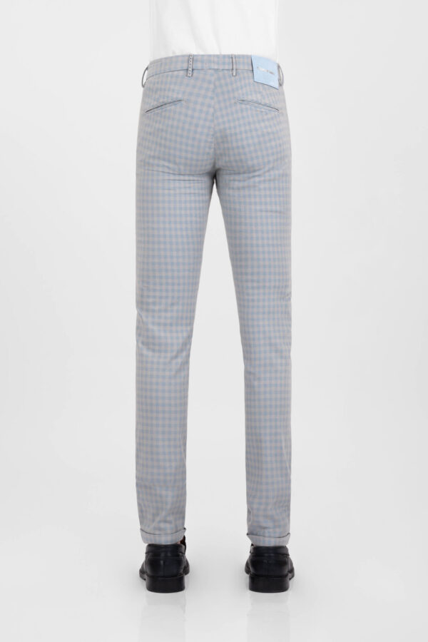 Sartoria Tramarossa PANTALONE LUIS SLIM IN GABARDINA LEGGERA DI COTONE CON STAMPA ESTERNA STRETCH GRIGIO In Vendita