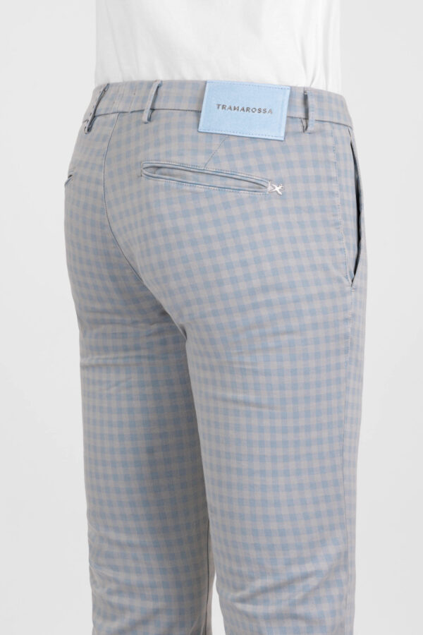 Sartoria Tramarossa PANTALONE LUIS SLIM IN GABARDINA LEGGERA DI COTONE CON STAMPA ESTERNA STRETCH GRIGIO In Vendita