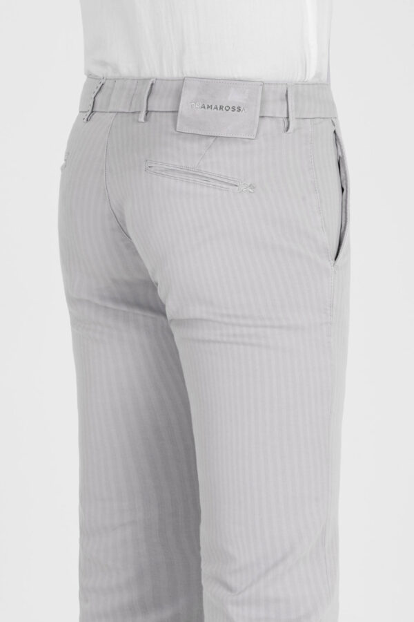 Sartoria Tramarossa PANTALONE LUIS SLIM IN GABARDINA LEGGERA DI COTONE CON STAMPA ESTERNA STRETCH GRIGIO Saldi