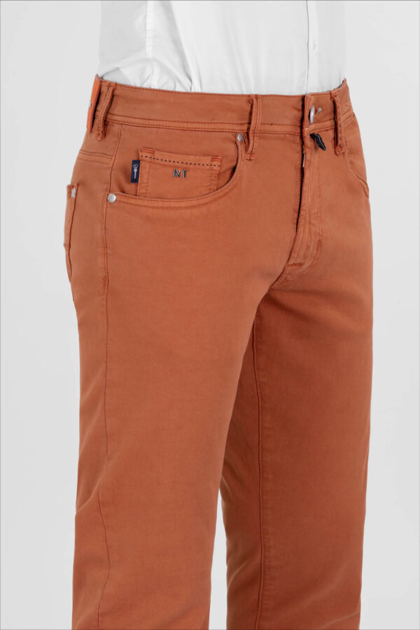 Sartoria Tramarossa PANTALONE LEONARDO ZIP SS SLIM IN GABARDINA DI COTONE STRETCH ARANCIONE Hotsell