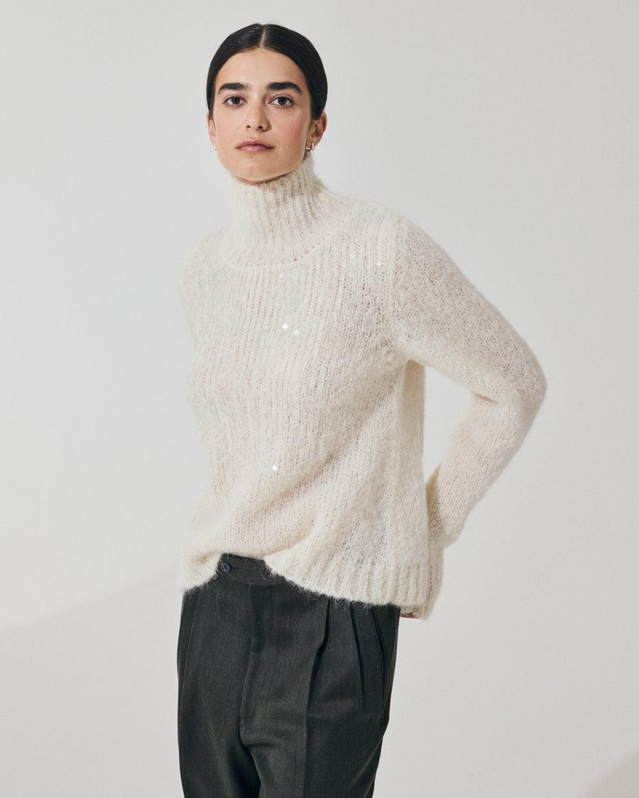 Scaglione T.NECK TRAPEZIO PAILLETTES MILK Hotsell