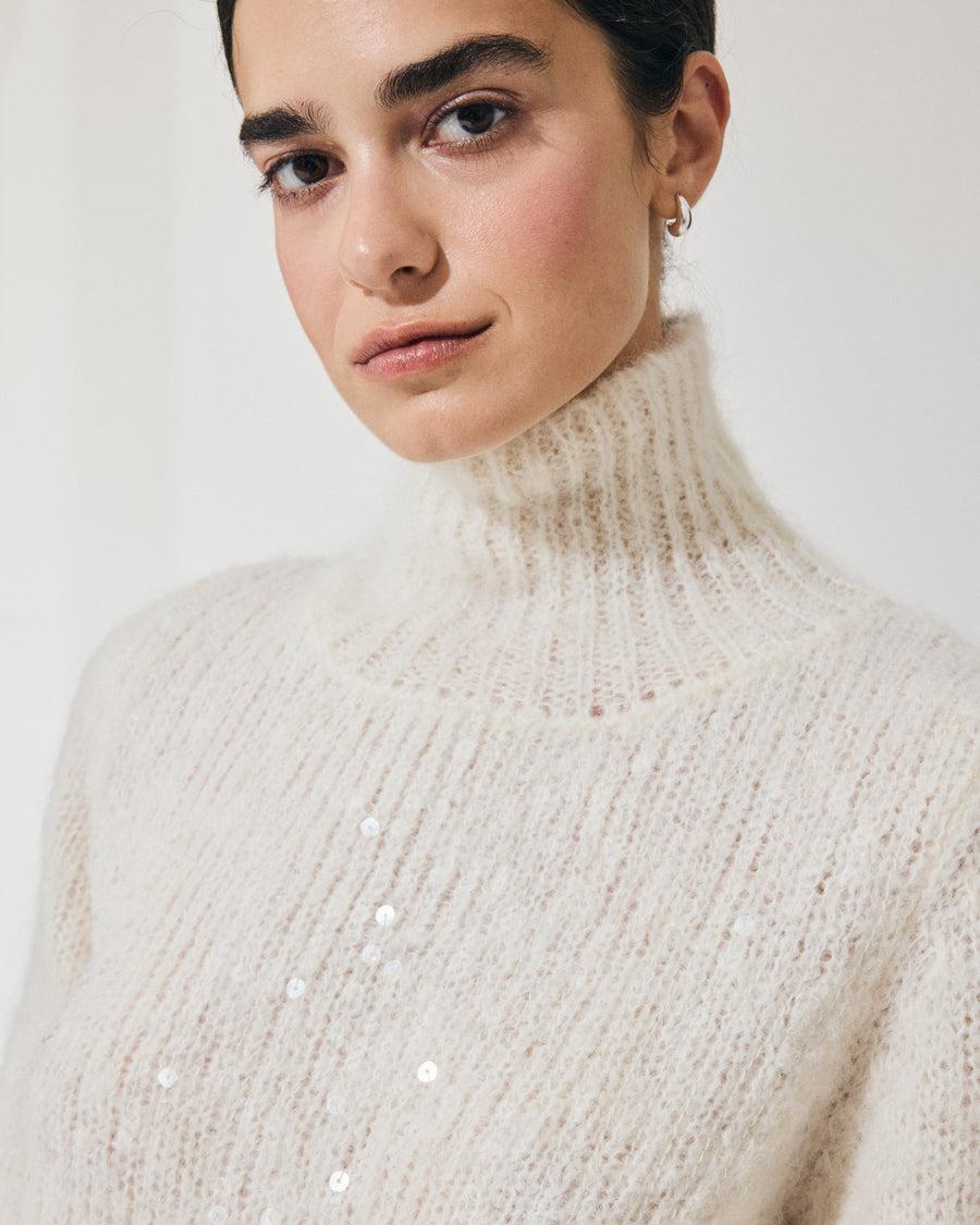 Scaglione T.NECK TRAPEZIO PAILLETTES MILK Hotsell