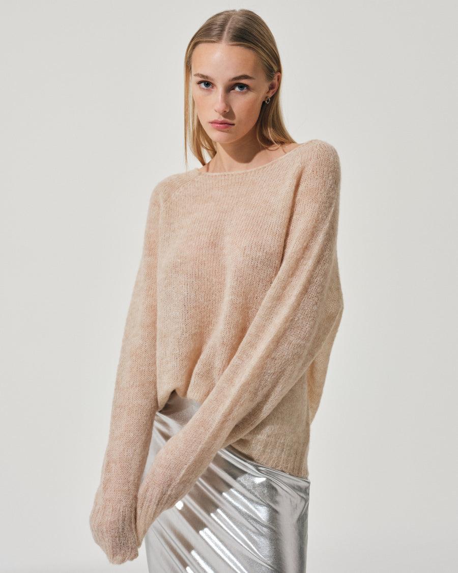 Scaglione BOAT NECK BOXY RAGLAN SEAMLESS SAND Vendita Economica