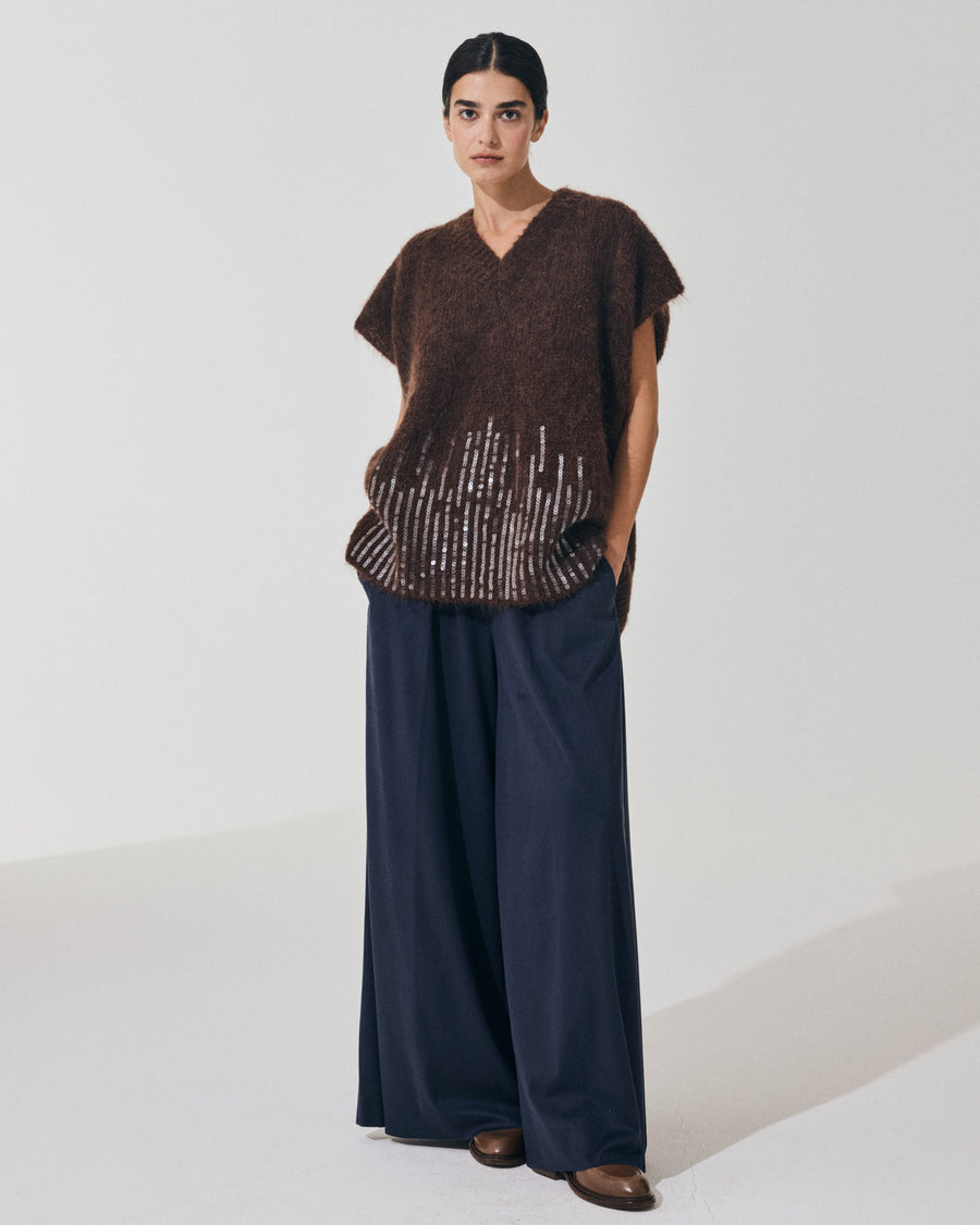 Scaglione PONCHO V PAILLETTES EBANO In Saldo