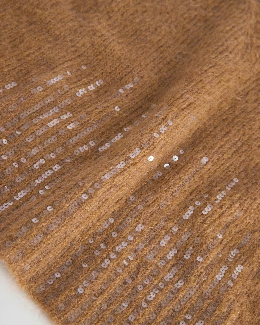 Scaglione PONCHO V PAILLETTES CARAMEL Nuova