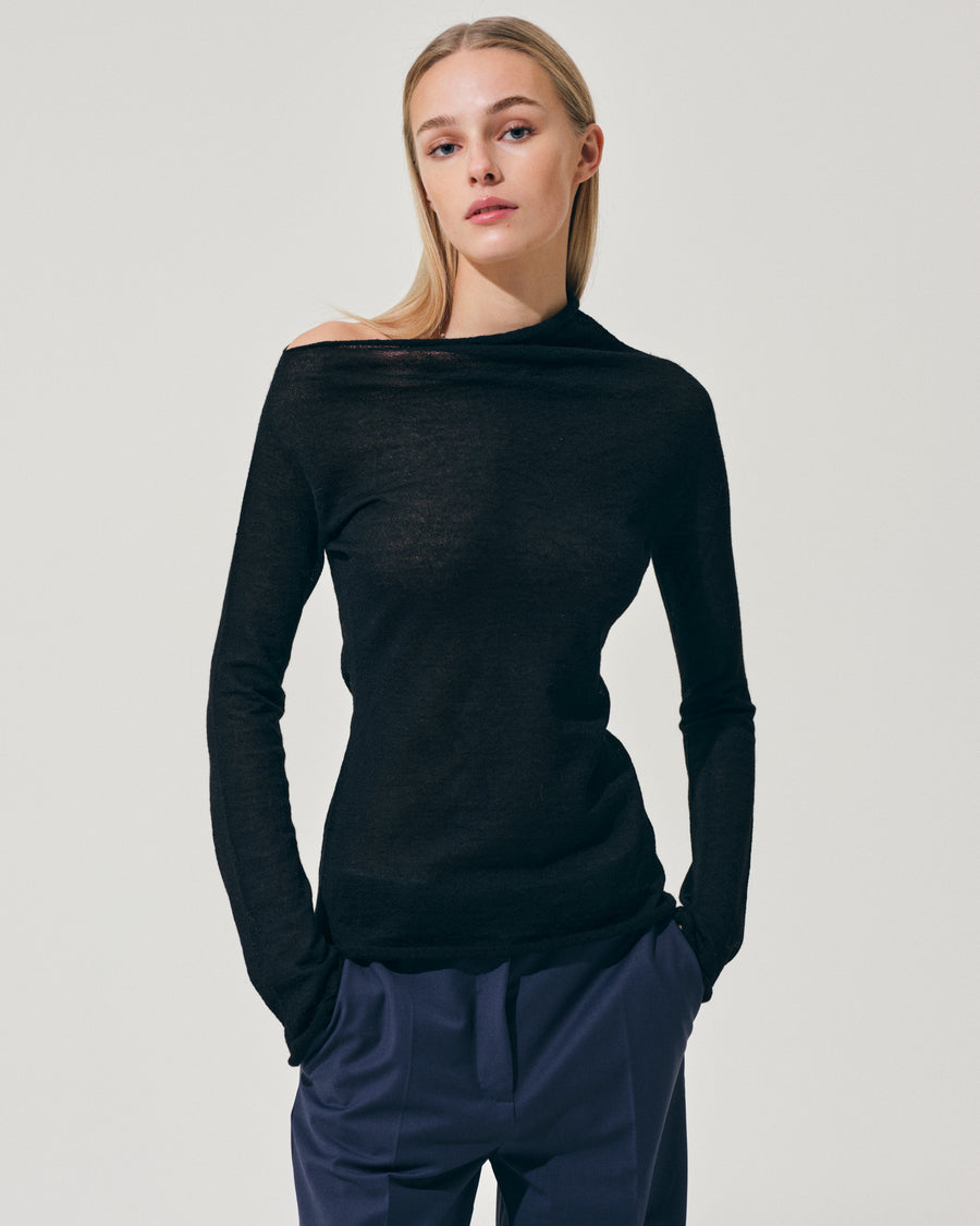 Scaglione ROUND NECK ASYMMETRIC BLACK Moda