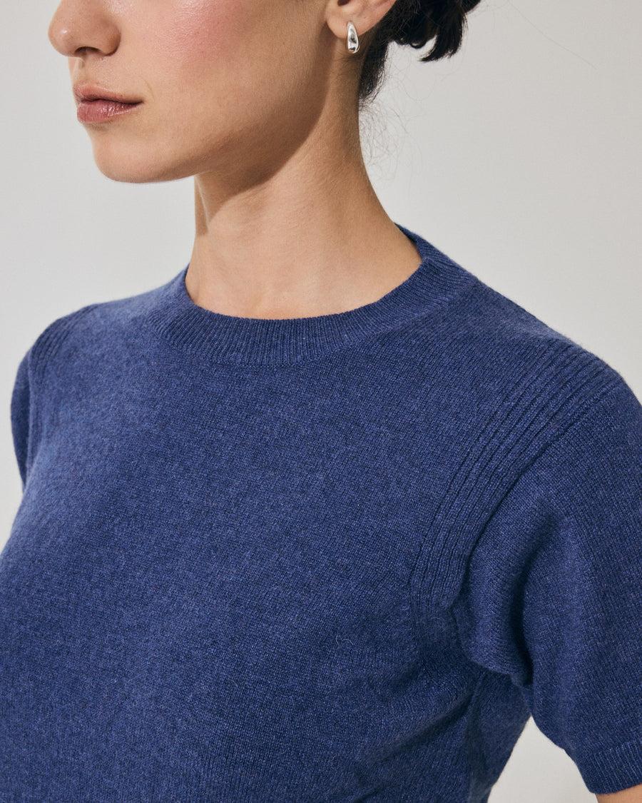 Scaglione T-SHIRT RIBBED SIDES DENIM Italy