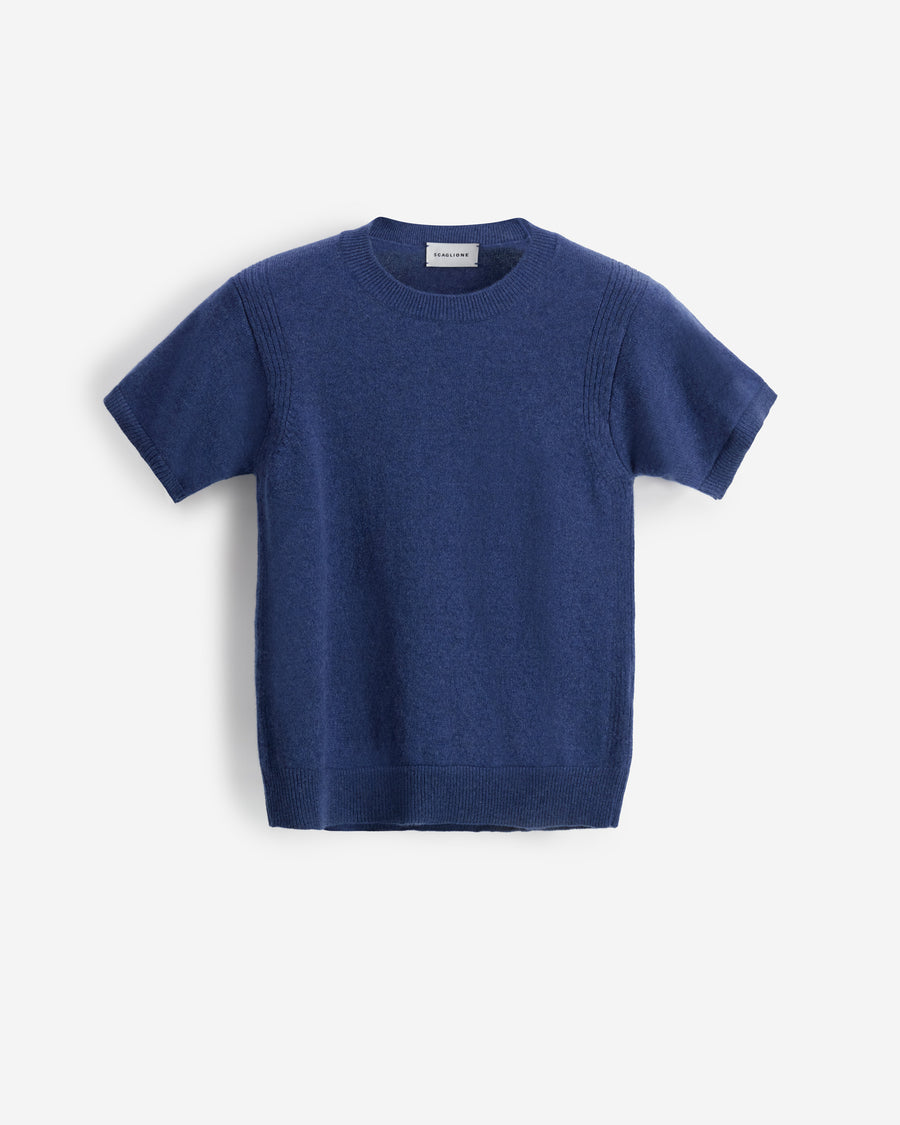 Scaglione T-SHIRT RIBBED SIDES DENIM Italy