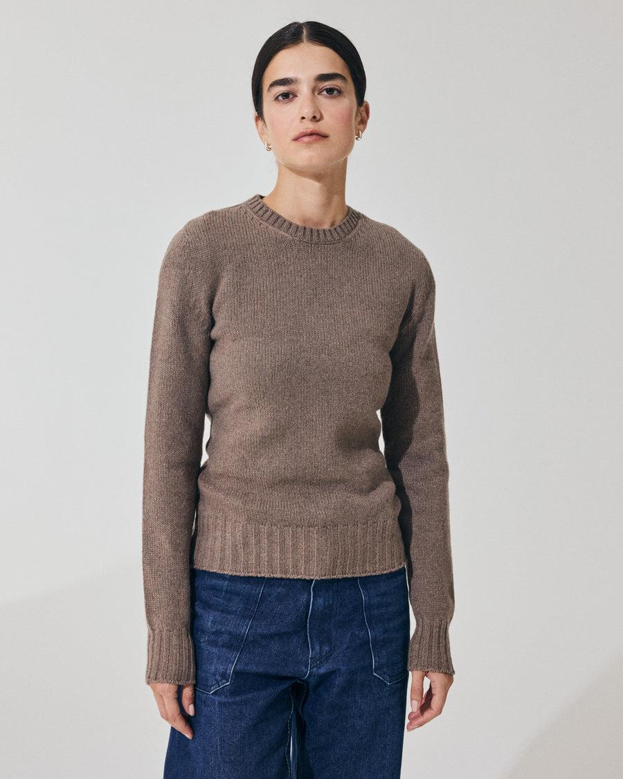 Scaglione ROUND NECK SOFT HYBRID CASHMERE TAUPE Vendita