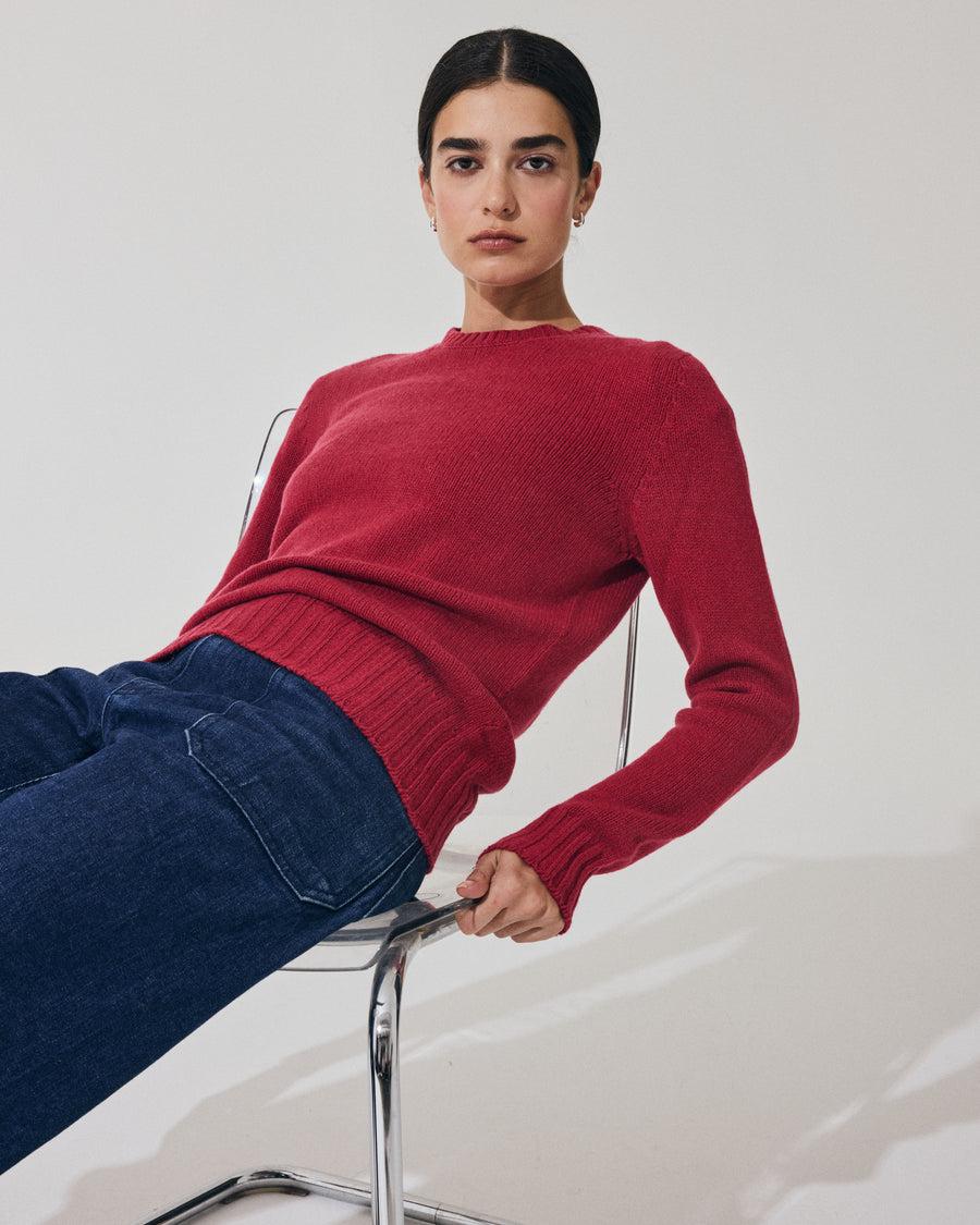 Scaglione ROUND NECK SOFT HYBRID CASHMERE MAGENTA Promozione