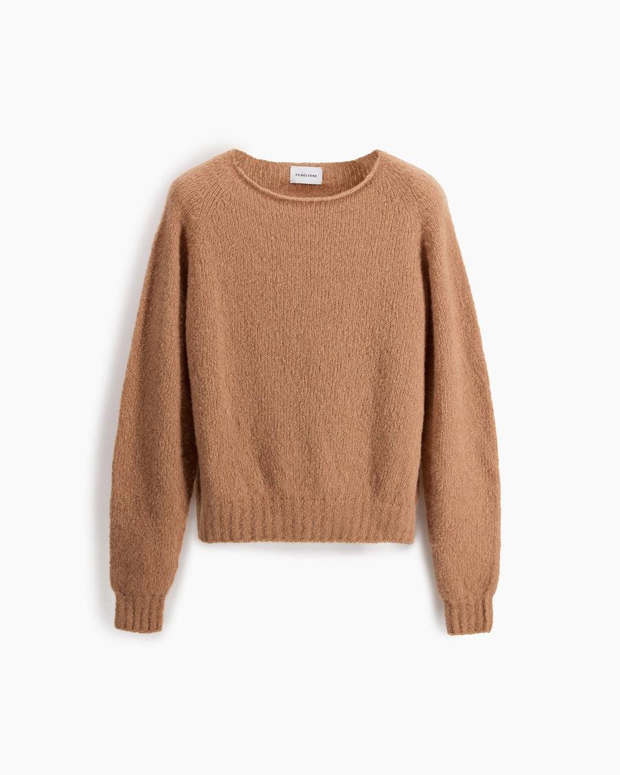Scaglione BOAT SEAMLESS PUFFED CASHMERE CAMEL Spedizione Gratuita