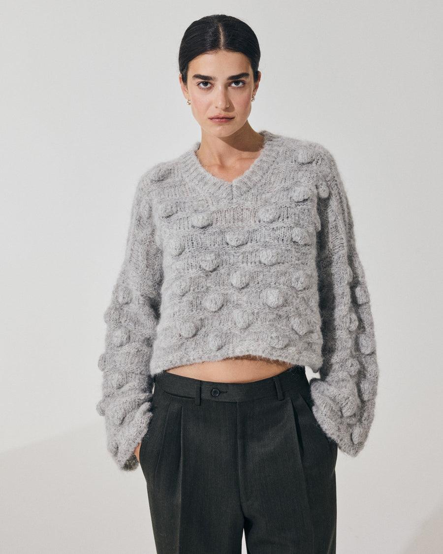 Scaglione V NECK OVER HAZELNUT STITCH GREY Prezzo Ridotto