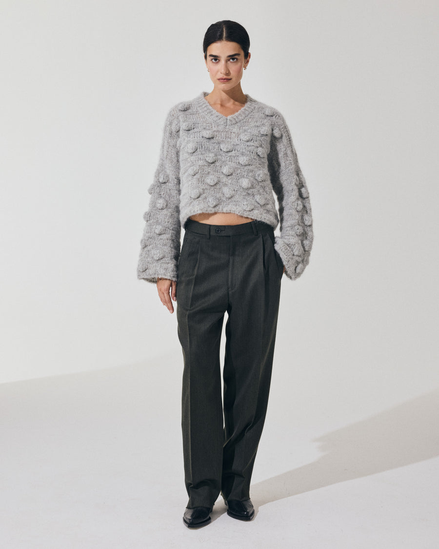 Scaglione V NECK OVER HAZELNUT STITCH GREY Prezzo Ridotto