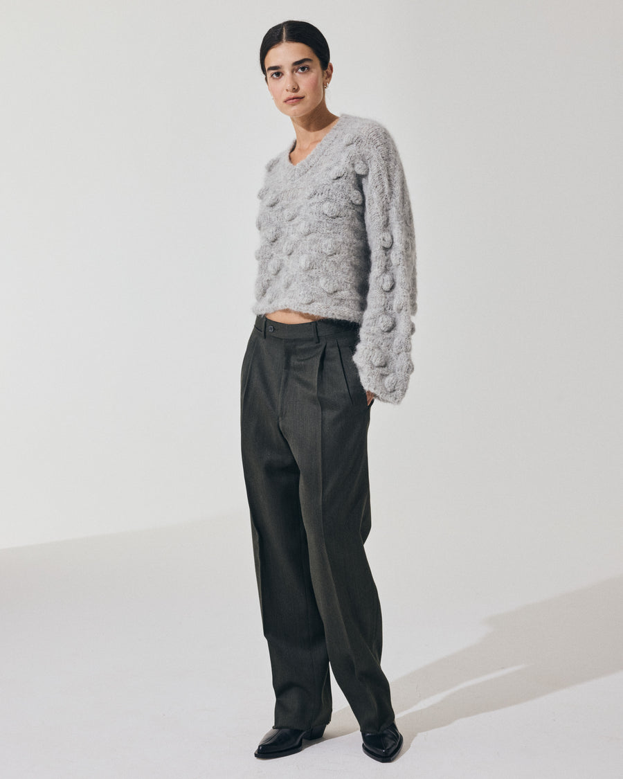 Scaglione V NECK OVER HAZELNUT STITCH GREY Prezzo Ridotto
