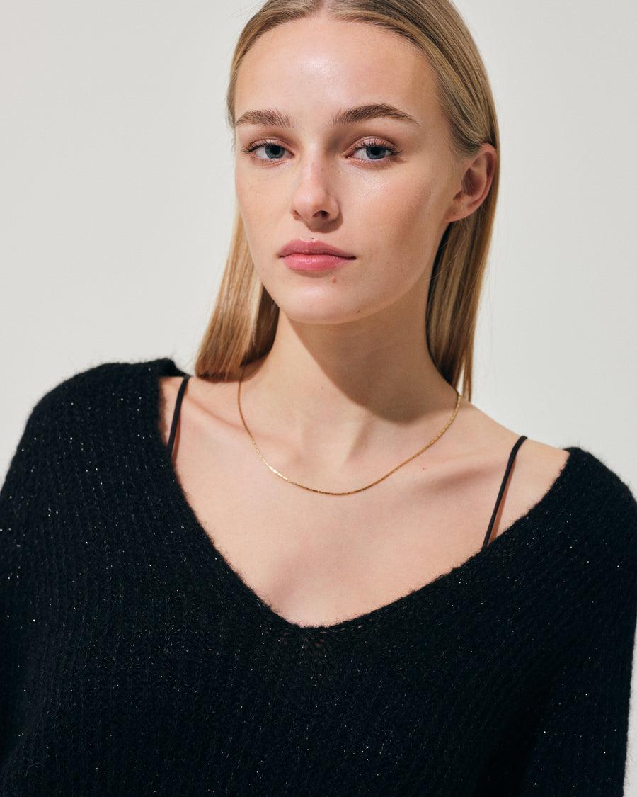 Scaglione V.NECK RAGLAN GLITTER BLACK Novità