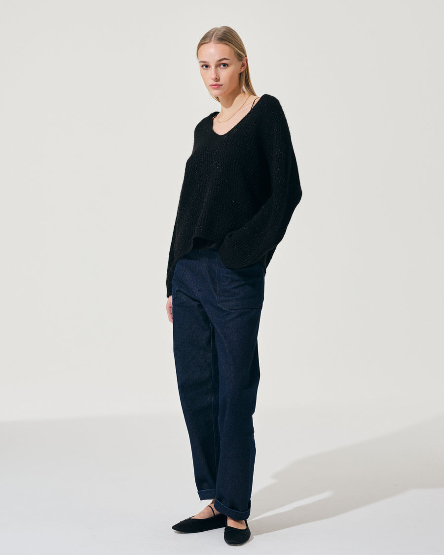 Scaglione V.NECK RAGLAN GLITTER BLACK Novità