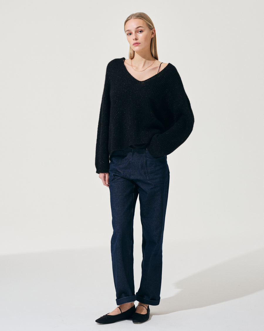 Scaglione V.NECK RAGLAN GLITTER BLACK Novità
