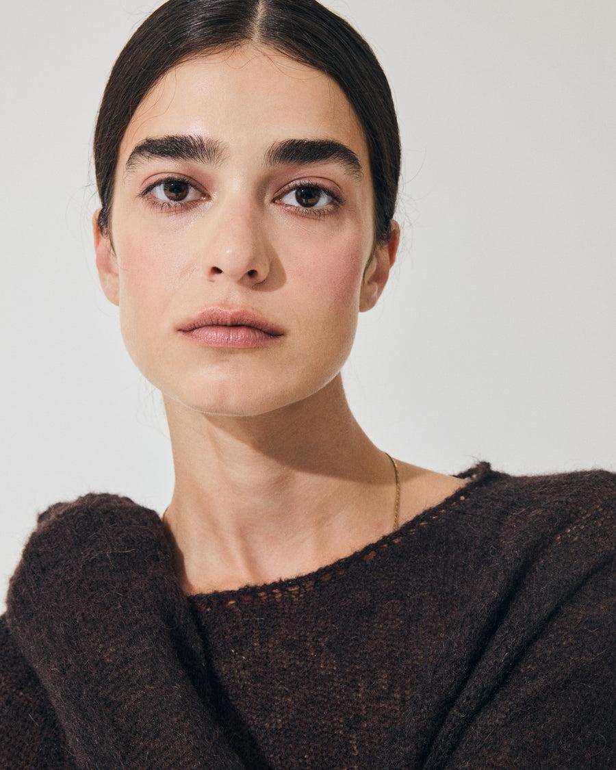 Scaglione BOAT NECK BOXY RAGLAN SEAMLESS EBANO Sconto