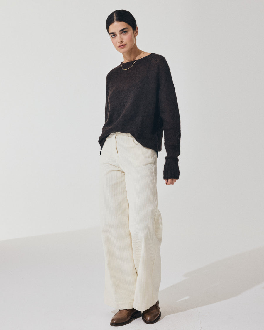 Scaglione BOAT NECK BOXY RAGLAN SEAMLESS EBANO Sconto