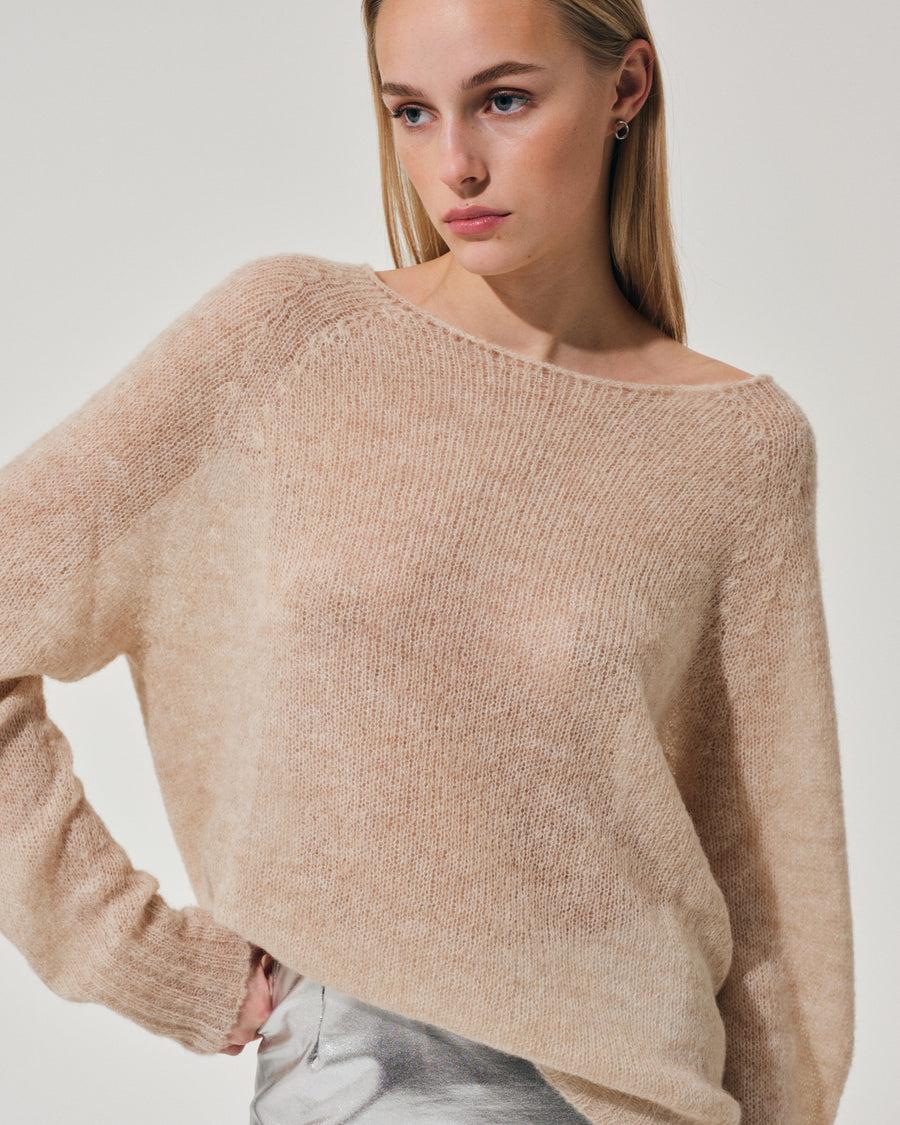 Scaglione BOAT NECK BOXY RAGLAN SEAMLESS SAND Offerta