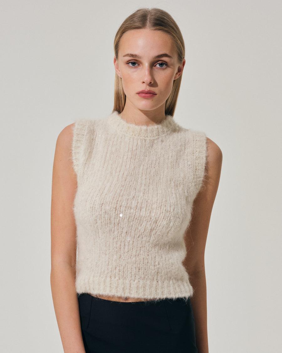 Scaglione GILET ROUND N. PAILLETTES MILK Online