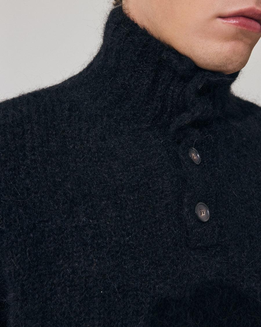 Scaglione HIGH NECK BOTTONI MESSY HAIR NAVY Saldi Di Fabbrica