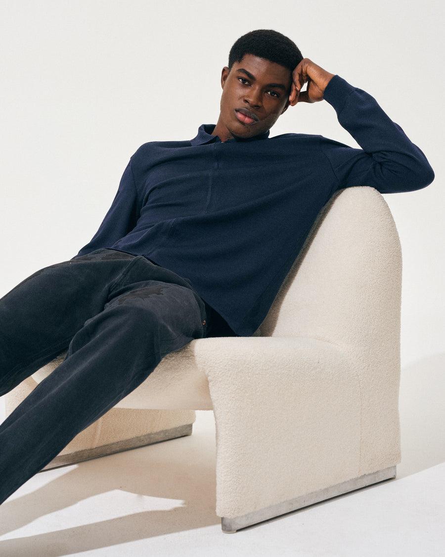 Scaglione ZIPPER COLLO A POLOCOMPACT MERINO NAVY Negozio