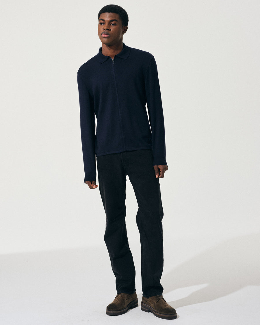 Scaglione ZIPPER COLLO A POLOCOMPACT MERINO NAVY Negozio