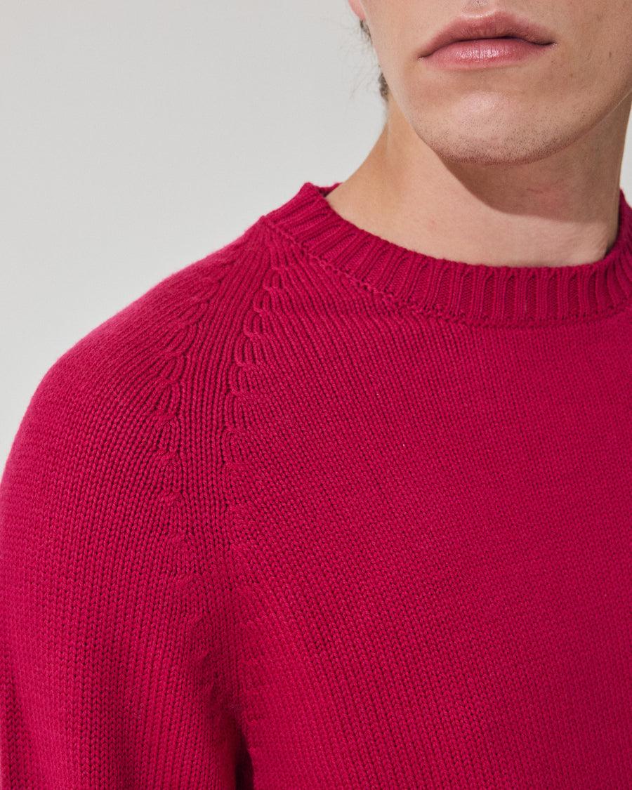 Scaglione ROUND NECK RAGLAN SOFT MERINO MAGENTA In Saldo