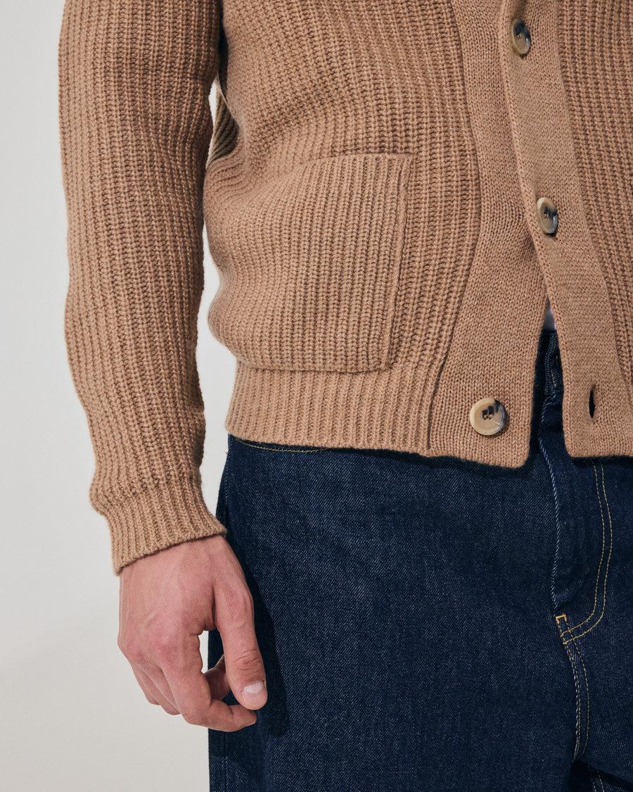 Scaglione CARDIGAN PANNOCCHIA HYBRD CASHMERE CARAMEL Italia