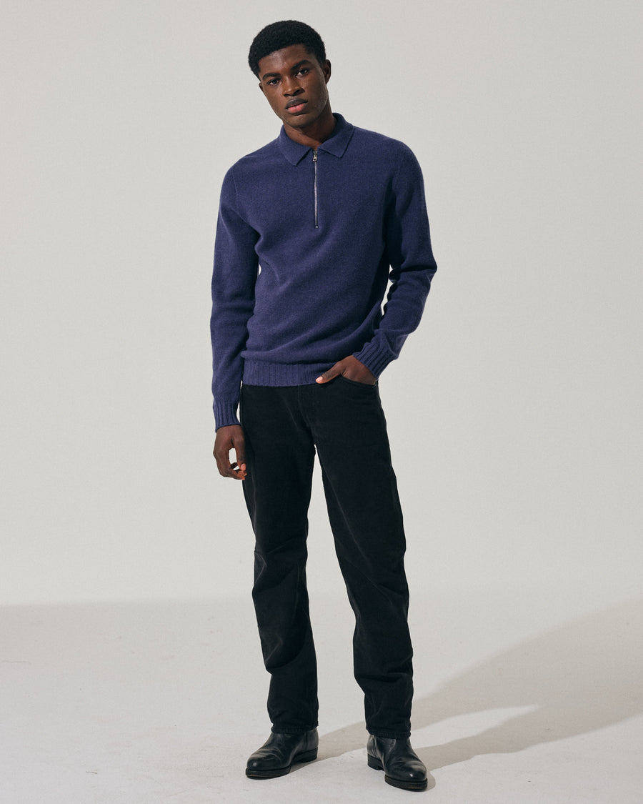 Scaglione POLO ZIP SEAMLESS MIXCASH DENIM In Linea