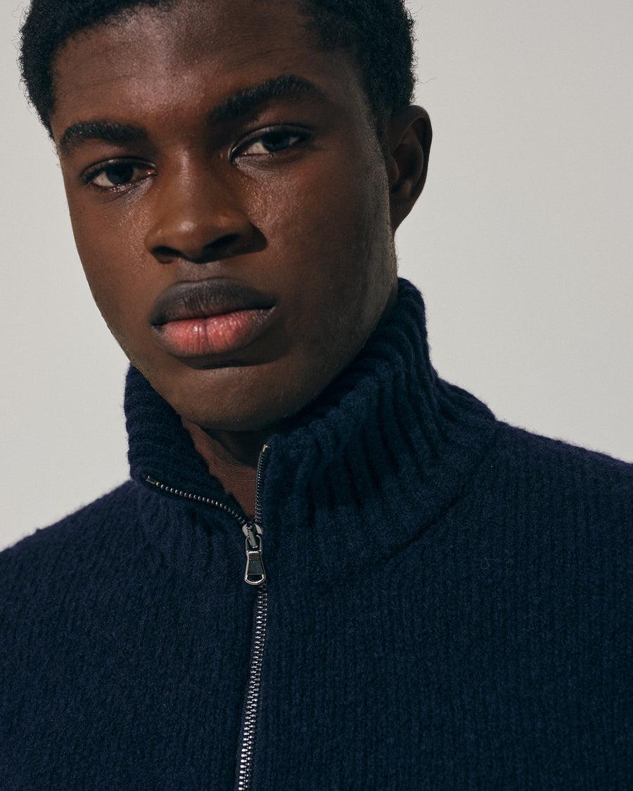 Scaglione ZIPPER PUFFED CASHMERE CASHMERE SEAMLESS NAVY Saldi Di Fabbrica