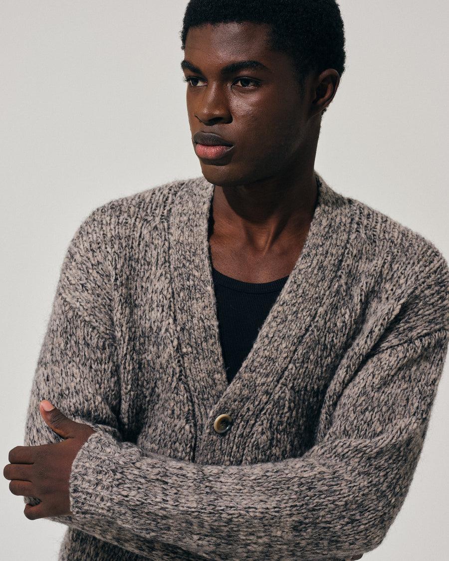 Scaglione CARDIGAN OVER MOULINE' TAUPE Qualità