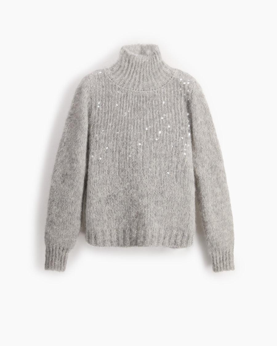 Scaglione T.NECK TRAPEZIO PAILLETTES GREY Shopping Online