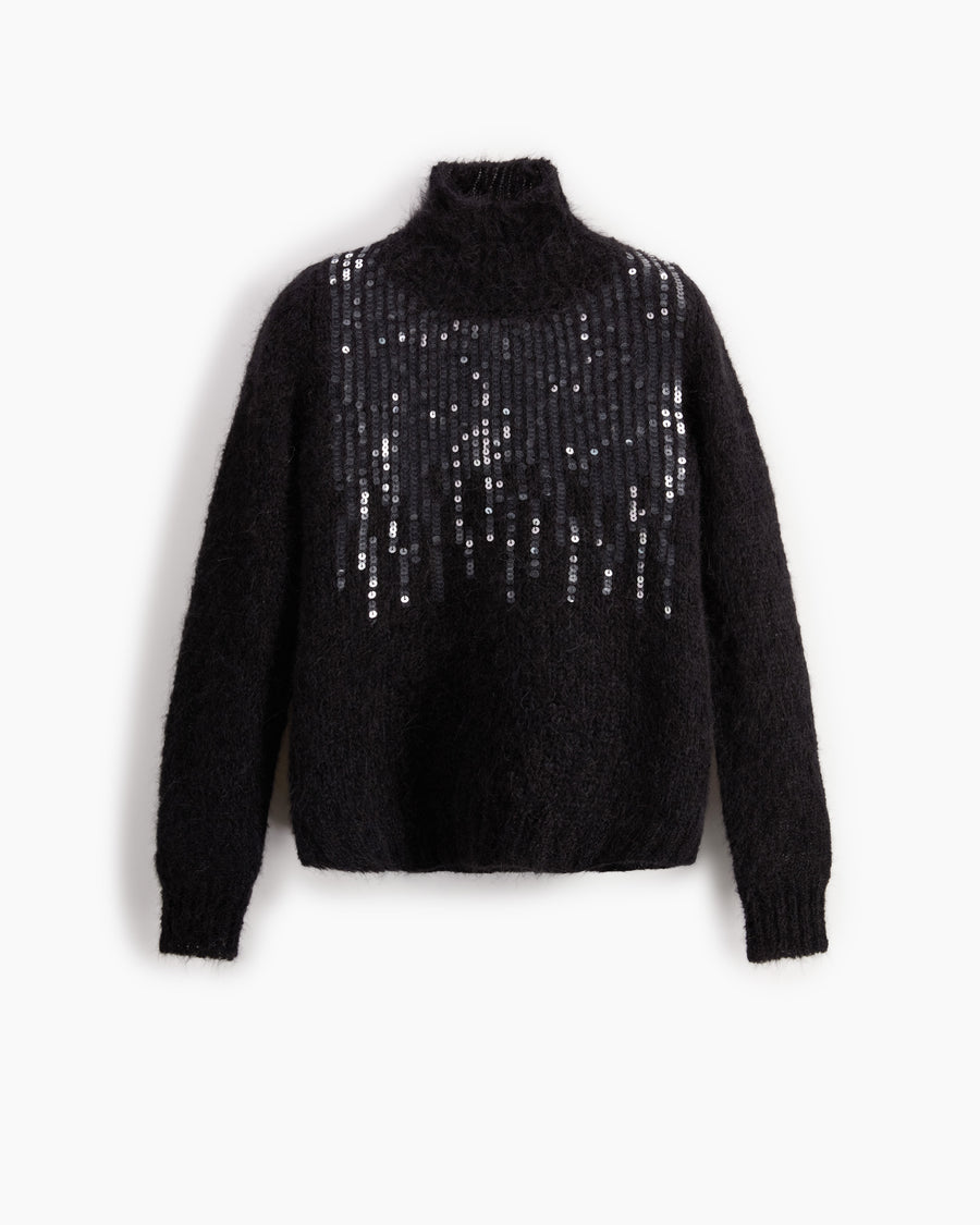 Scaglione T.NECK TRAPEZIO PAILLETTES BLACK Affare Del Giorno