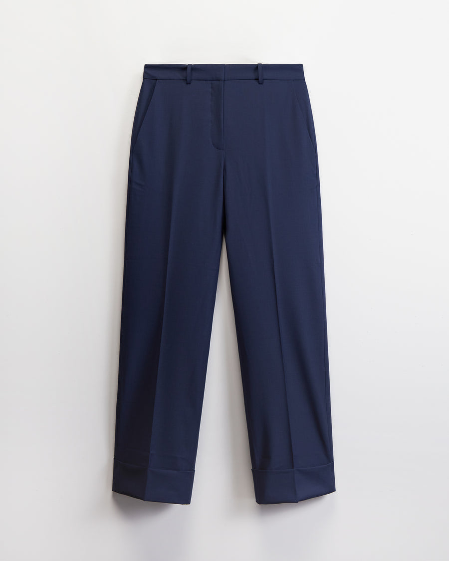 Scaglione PANTS PIEGA CENTALE MERINO NAVY In Saldo