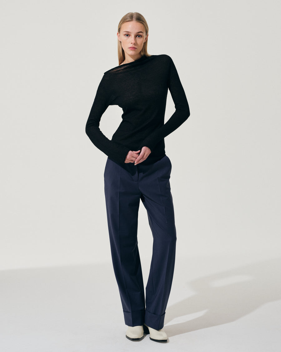 Scaglione PANTS PIEGA CENTALE MERINO NAVY In Saldo