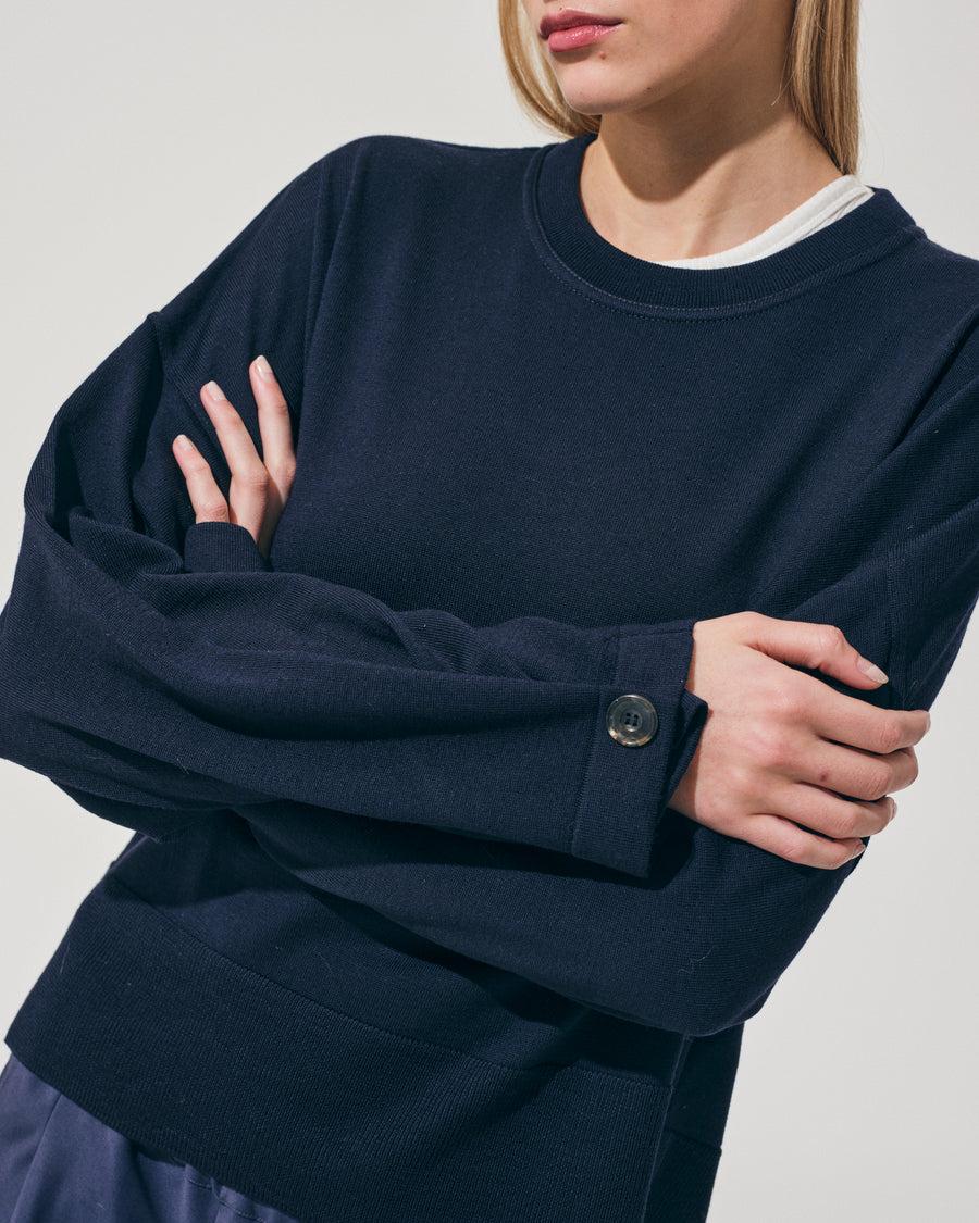 Scaglione ROUND NECK SWEATSHIRT NAVY In Linea