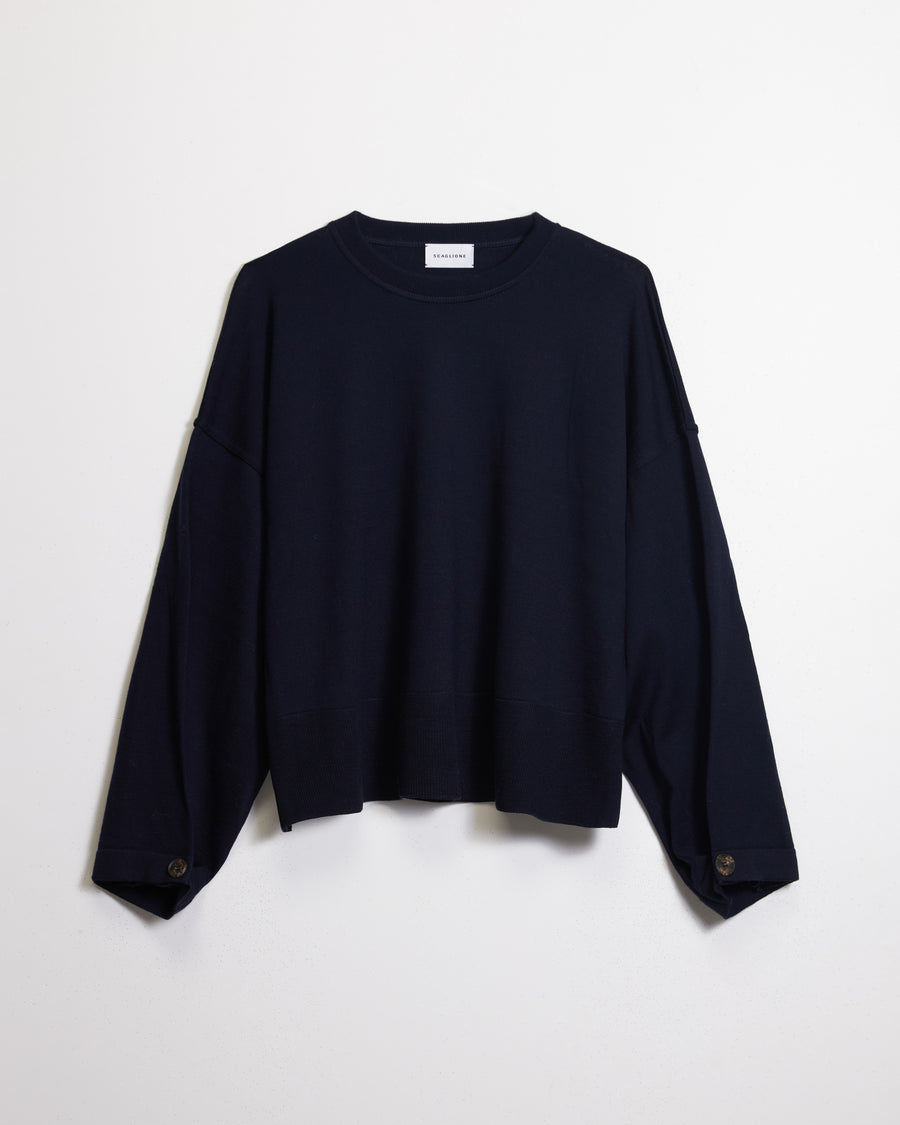 Scaglione ROUND NECK SWEATSHIRT NAVY In Linea