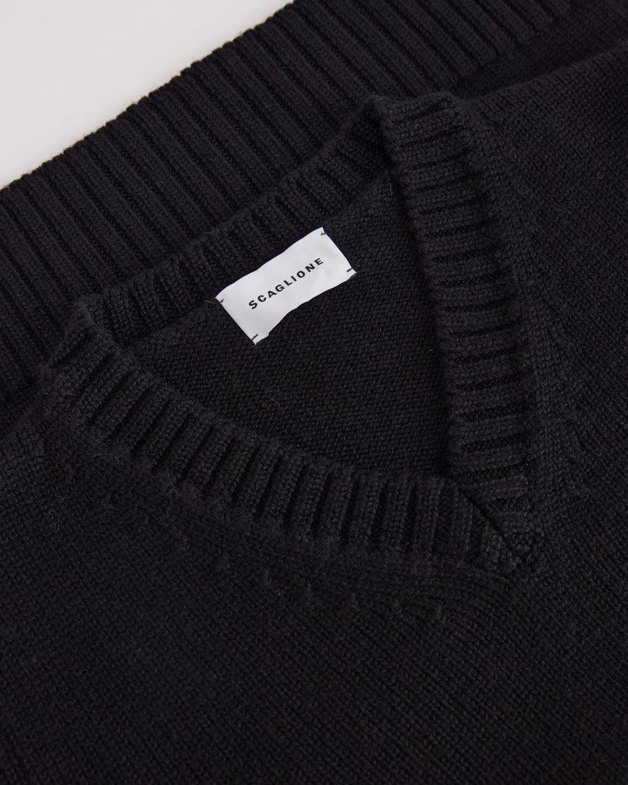 Scaglione V.NECK MERINO SOFT BLACK Shopping Online