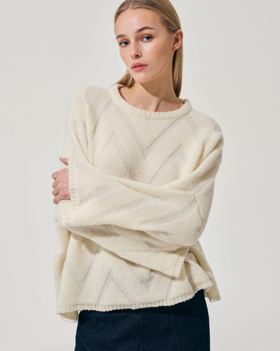 Scaglione ROUND NECK OVER ZIGZAG SPONGY MILK Sconto