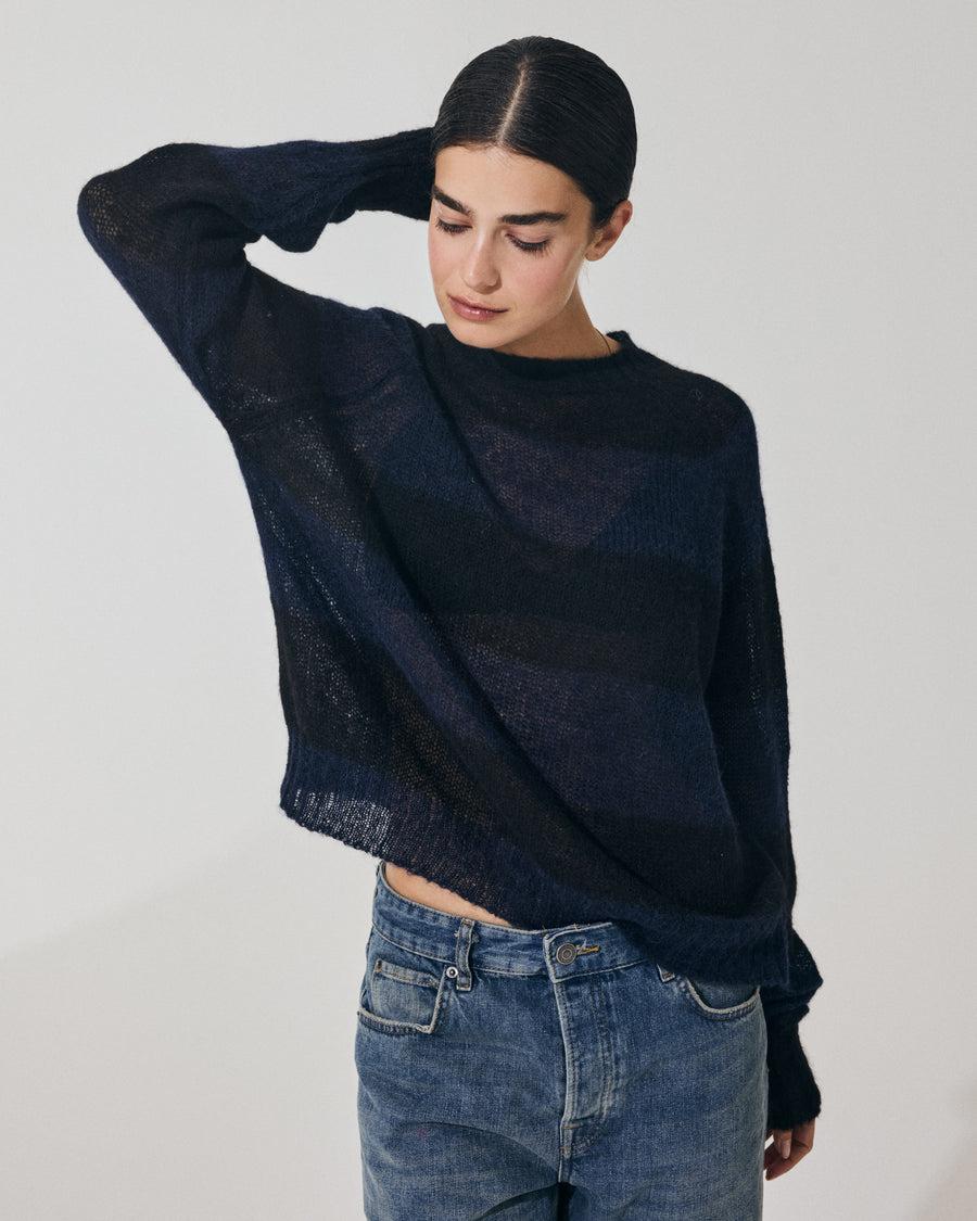 Scaglione ROUND NECK RIGA RUGBY NAVY/BLACK In vendita