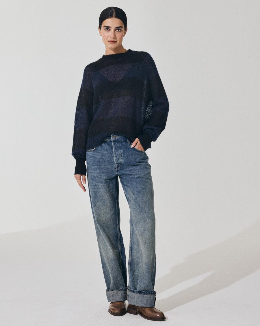Scaglione ROUND NECK RIGA RUGBY NAVY/BLACK In vendita