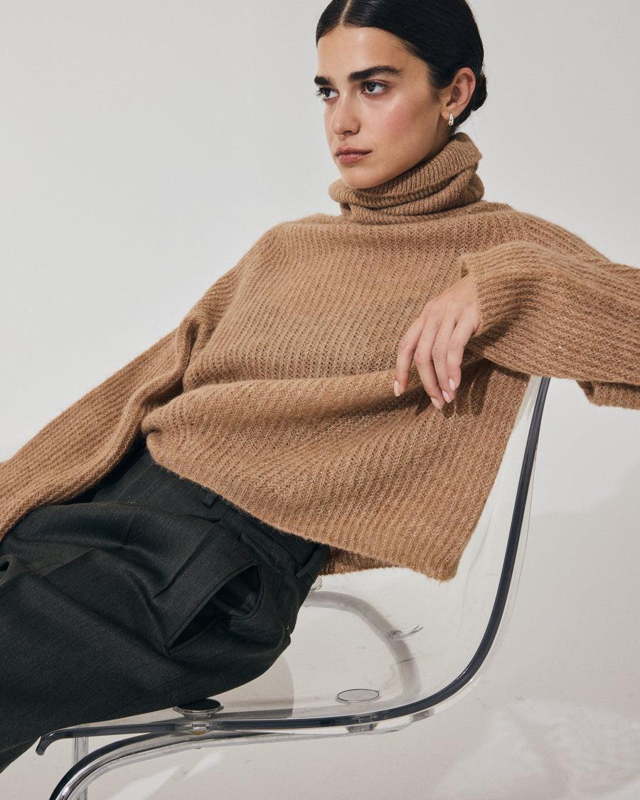 Scaglione TURTLE NECK RAGLAN GLITTER CARAMEL I Più Venduti